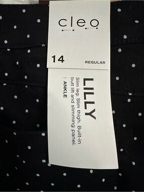 cleo LILLY Black with White Polka Dot Ankle Pants